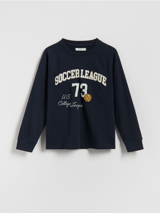 Reserved - Bawełniany longsleeve - granatowy