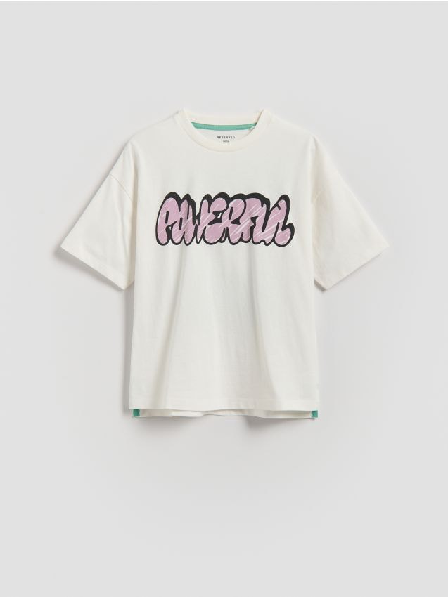 Reserved - T-shirt z nadrukiem - biały