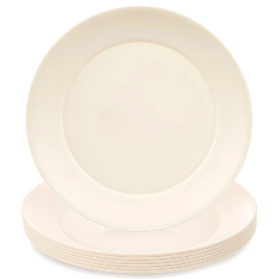 Talerze obiadowe płytkie plastikowe kremowe SANDY 23,5cm 6 szt. O-129137