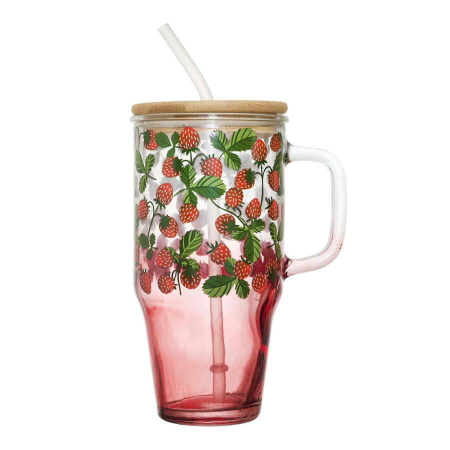 Kubek z pokrywką i słomką Soleo 650ml poziomki 5905896147134