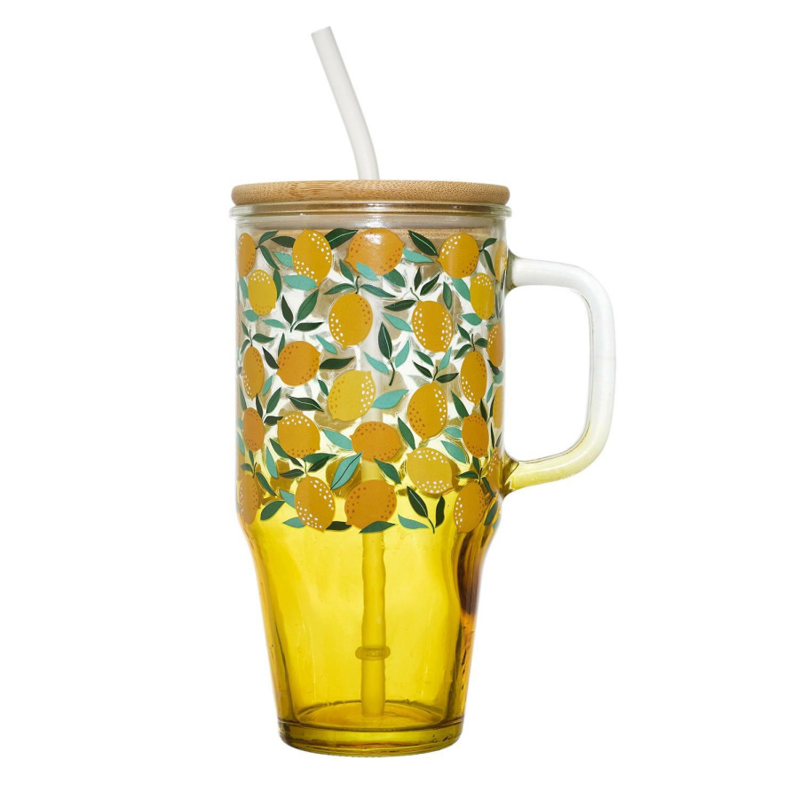 Kubek z pokrywką i słomką Soleo 650ml cytryny 5905896147141