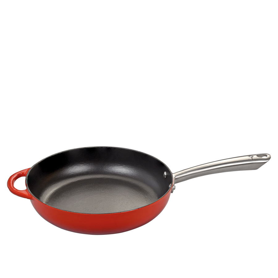Wysoka patelnia żeliwna, śred. 28 cm, czerwona KU-0403051428