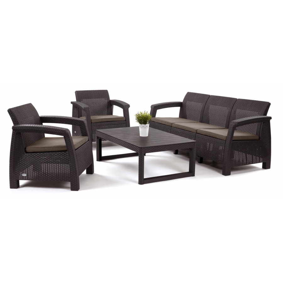 Keter zestaw Corfu 3-Set LYON : Kolor - brąz/taupe BK-004721