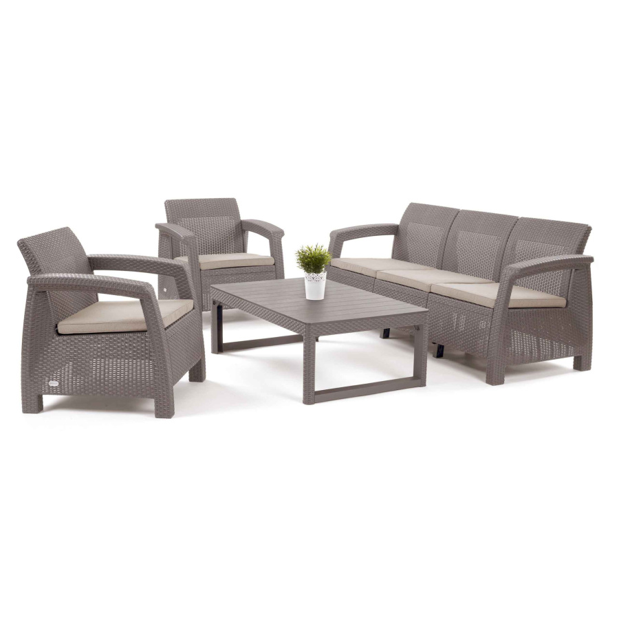 Keter zestaw Corfu 3-Set LYON : Kolor - cappuccino/piasek BK-004604