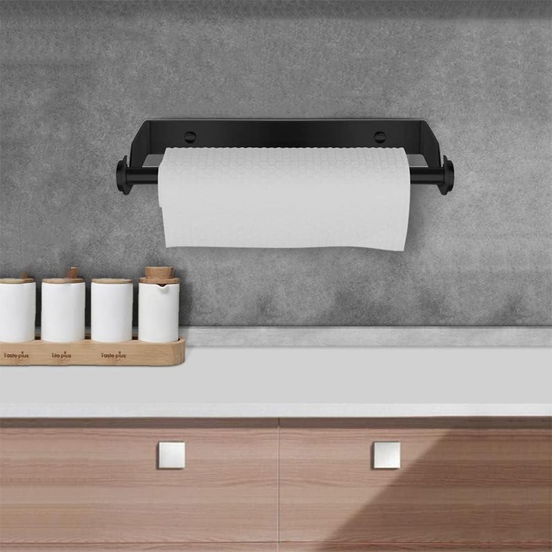 Uchwyt na ręczniki papierowe bez wiercenia, ścienny uchwyt na ręczniki papierowe, uchwyt na ręczniki papierowe ze stali nierdzewnej (czarny)