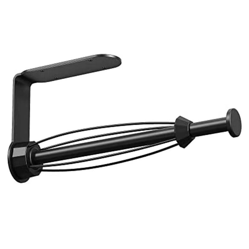 Uchwyt na ręczniki papierowe bez wiercenia, samoprzylepny uchwyt na ręczniki papierowe montowany na ścianie, czarny, z funkcją cichego zamykania