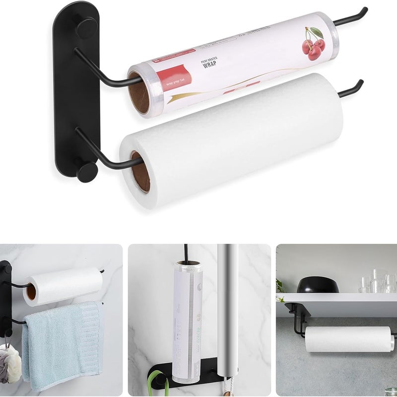 Uchwyt na ręczniki papierowe montowany na ścianie, uchwyt na ręczniki papierowe do szafki kuchennej, łazienka, czarny