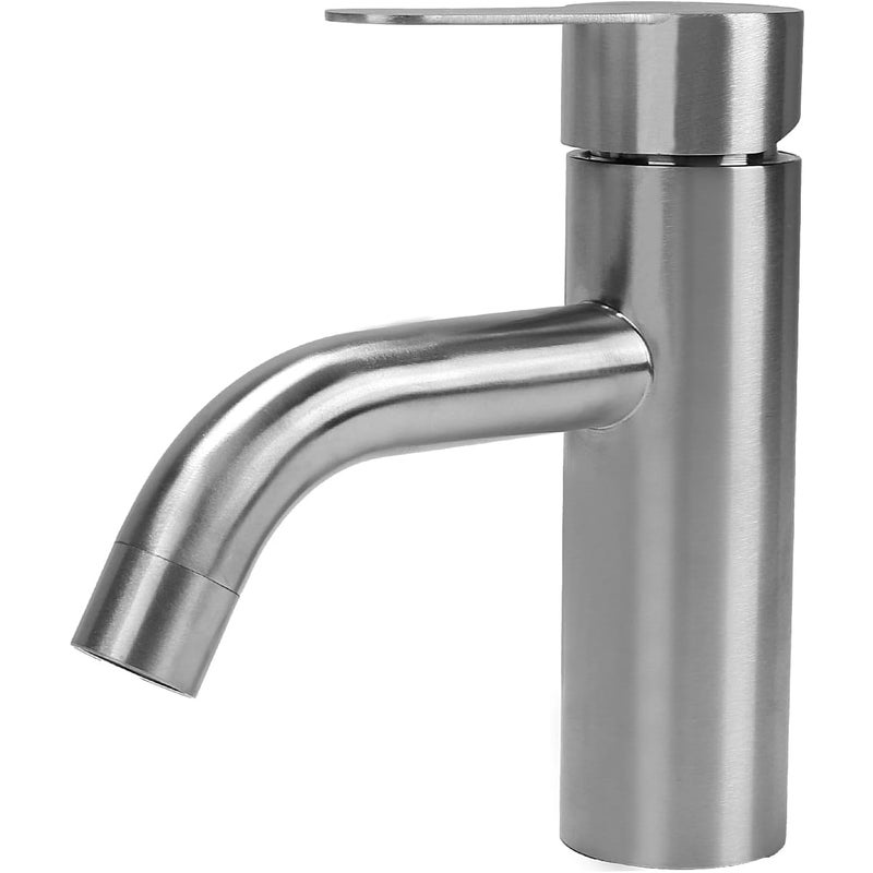 Srebrna bateria łazienkowa, bateria wannowa, bateria umywalkowa, bateria umywalkowa, bateria umywalkowa ze stali nierdzewnej z zakrzywioną wylewką