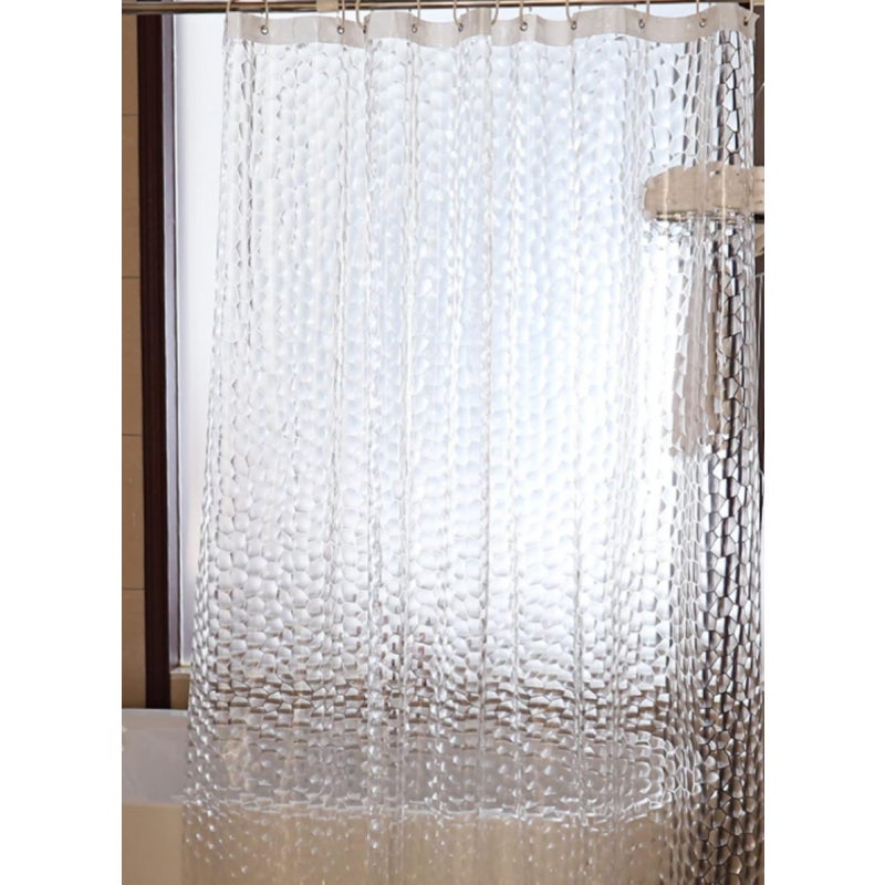 Zasłona prysznicowa anty-pleśniowa 180 x 200 cm, 3D, półprzezroczysta, zmywalna, z 12 haczykami