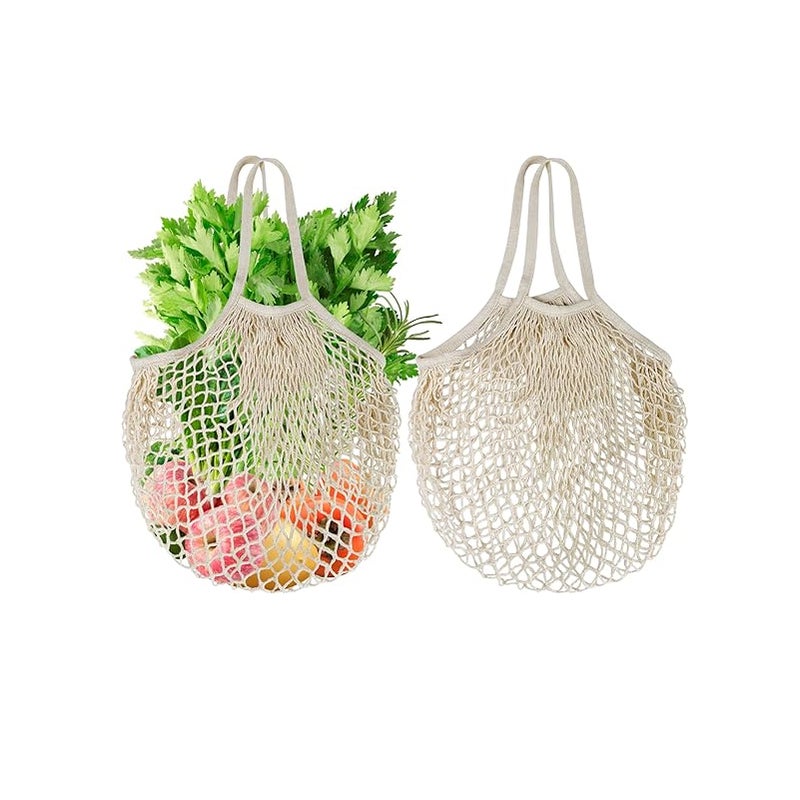 56 x 36 x 23 cm, 2 wielokrotnego użytku torby na zakupy z organicznej bawełny, torby na zakupy z długim uchwytem do przechowywania owoców i warzy