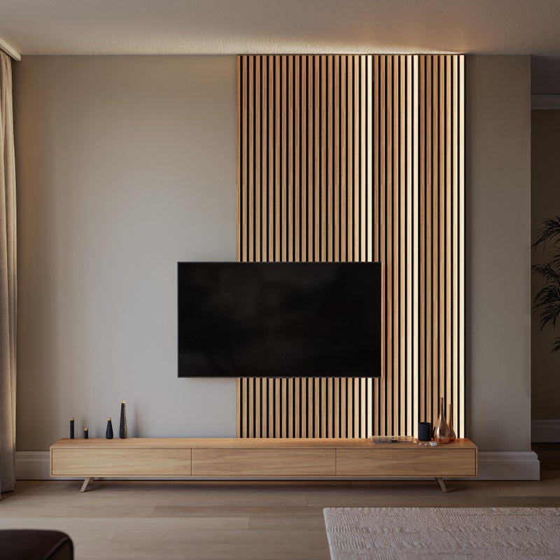 Panele ścienne lamele na HDF z oświetleniem LED 270x30 Dąb 7 lameli