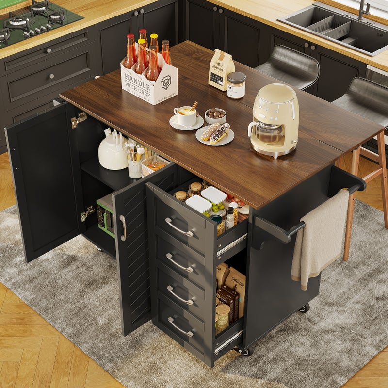 Czarna szafka kuchenna z drzwiami w skośne paski i regulowanymi przegródkami