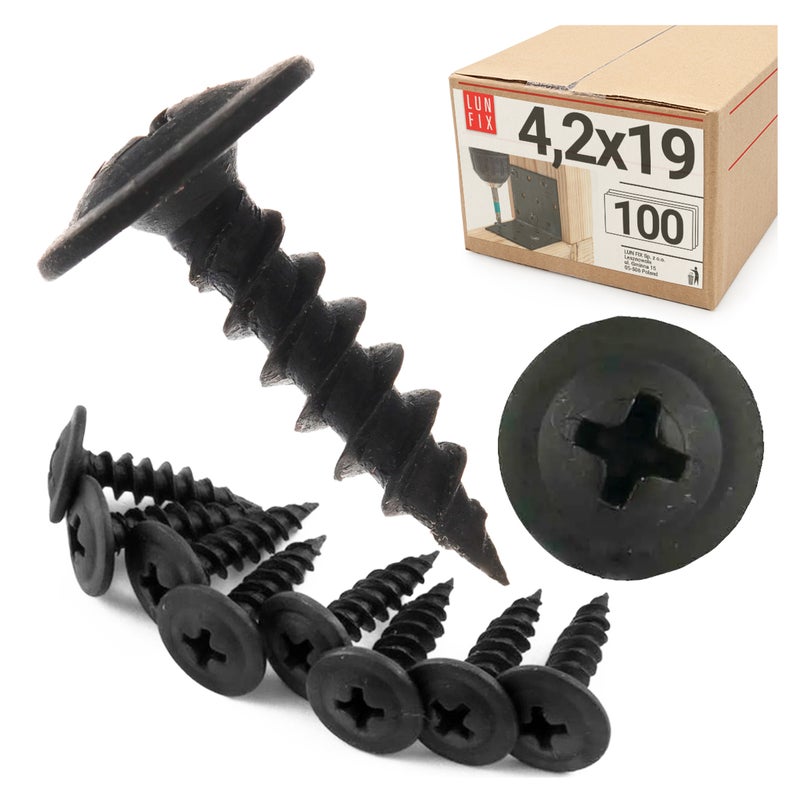 Wkręty do metalu z łbem podkładkowym fosfatowane 4,2x19mm 100szt.