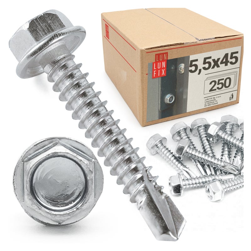 Wkręty do metalu samowiercące z łbem na klucz 5,5x45mm 250szt.
