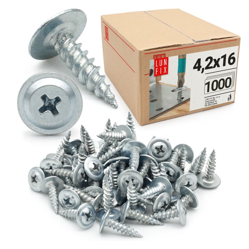 Wkręty do metalu z łbem podkładkowym 4,2x16mm 1000szt.