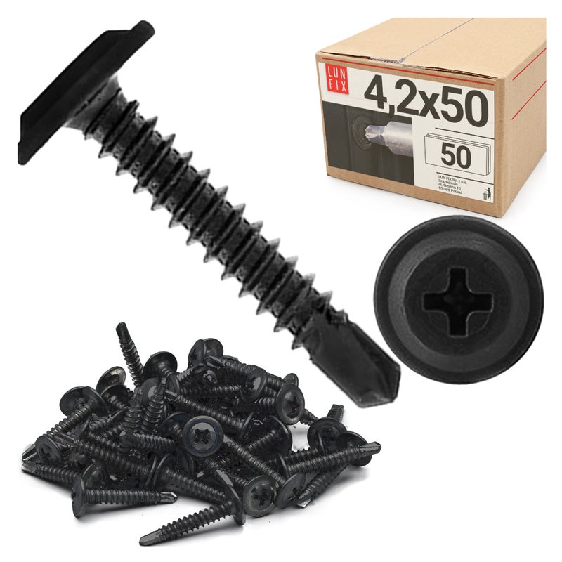 Wkręty do metalu samowiercące fosfatowane z łbem podkładkowym 4,2x50mm 50szt.