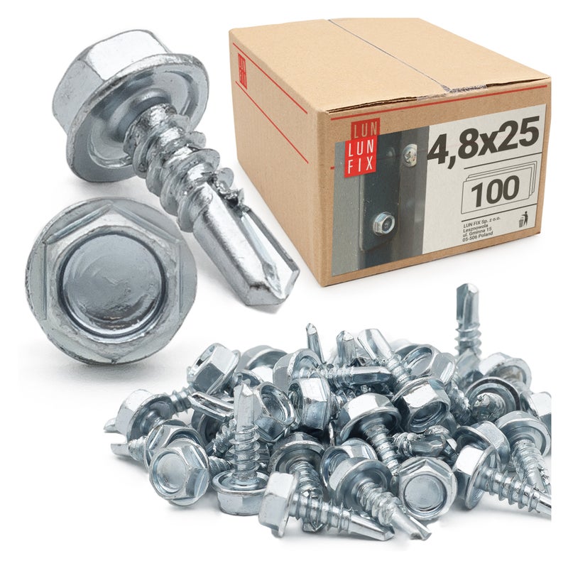 Wkręty do metalu samowiercące z łbem na klucz 4,8x25mm 100szt.