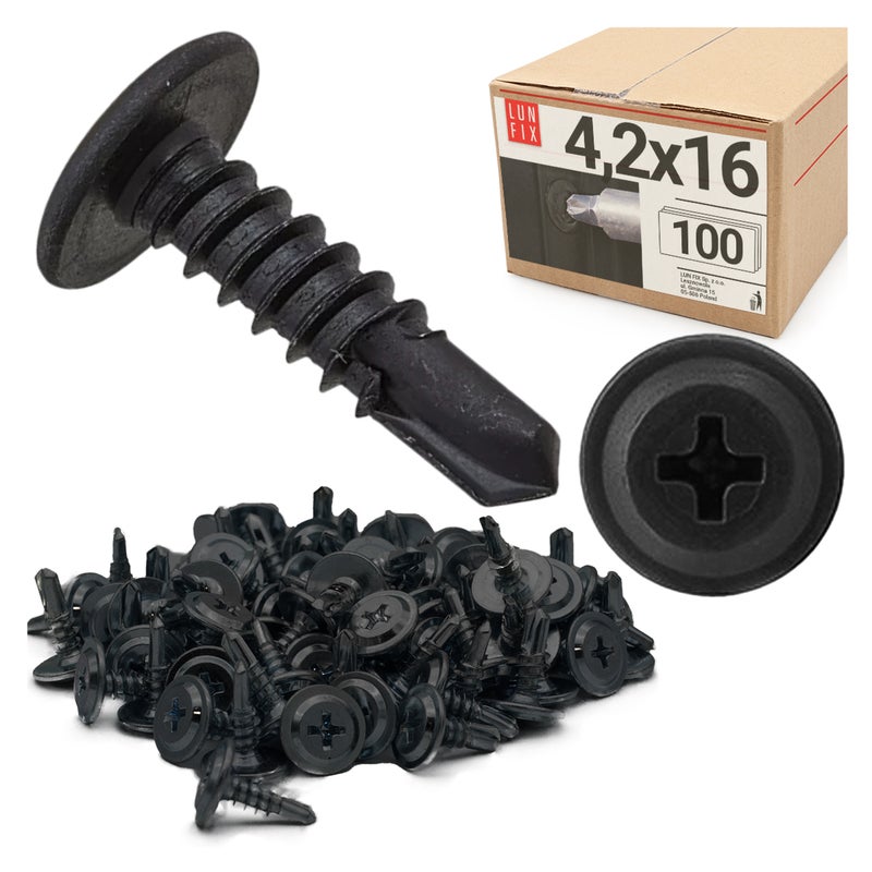 Wkręty do metalu samowiercące fosfatowane z łbem podkładkowym 4,2x16mm 100szt.