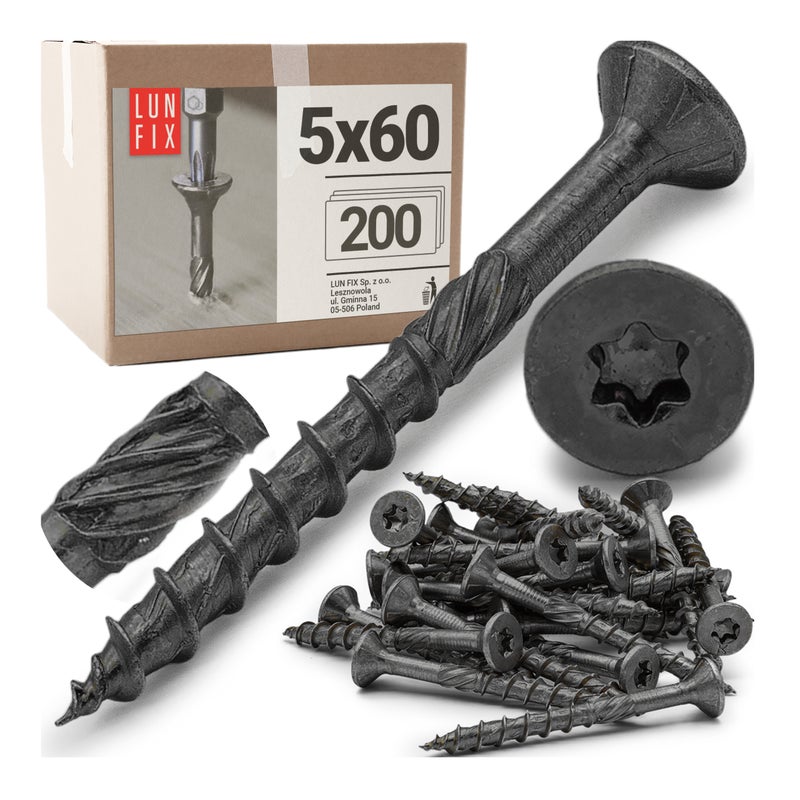 Wkręty ciesielskie czarne stożkowe 5x60mm 200szt.