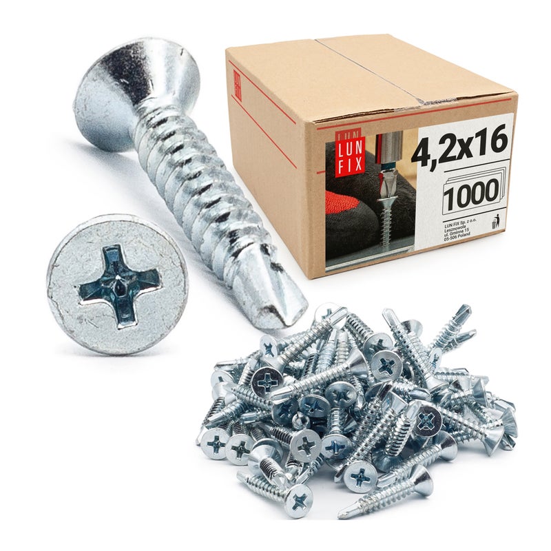 Wkręty do metalu samowiercące z łbem stożkowym 4,2x16mm 1000szt.