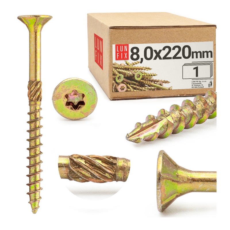 Wkręty ciesielskie z łbem stożkowym 8x220mm 1szt.