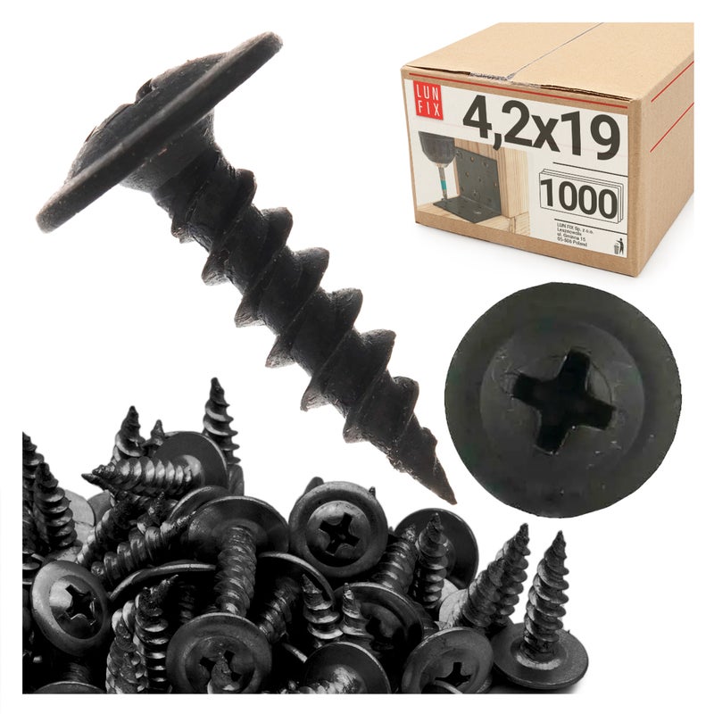 Wkręty do metalu z łbem podkładkowym fosfatowane 4,2x19mm 1000szt.