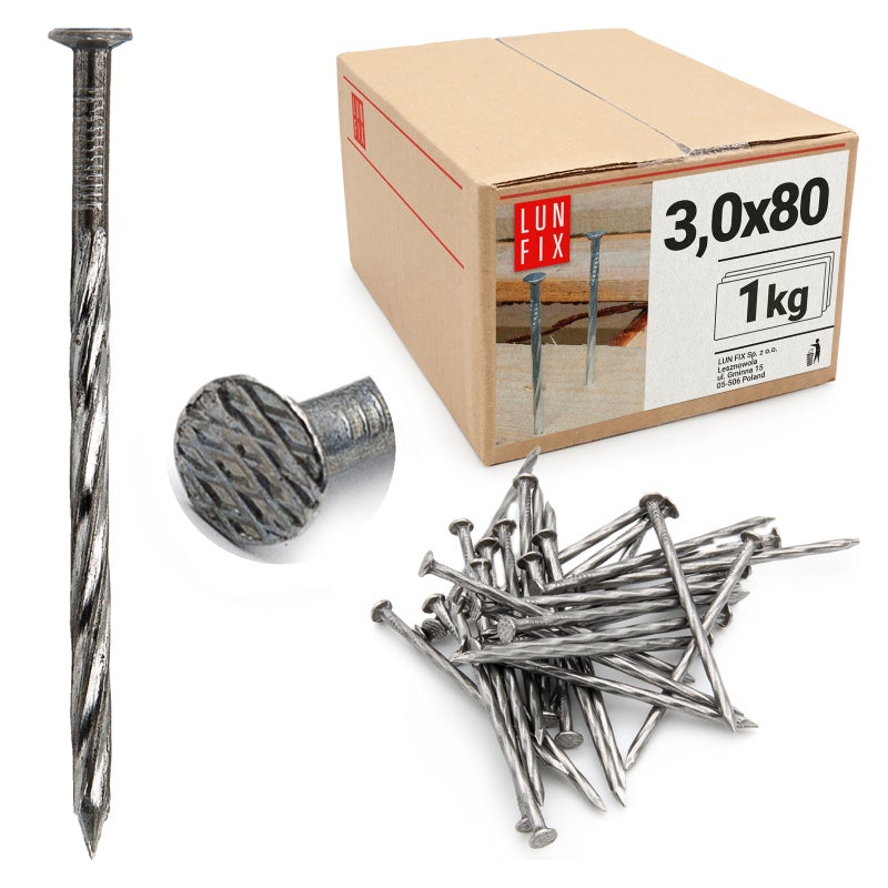Gwoździe skręcane 3x80 mm 1kg