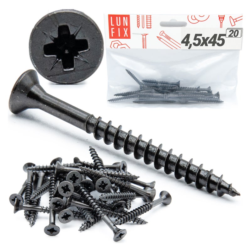 Wkręty do drewna uniwersalne czarne 4,5x45mm 20szt.