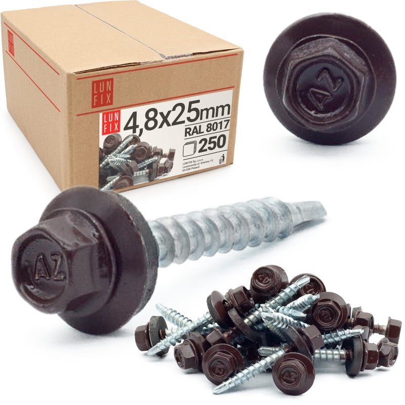 Blachowkręty wkręty farmerskie 4,8x25mm RAL817 brąz 250szt.