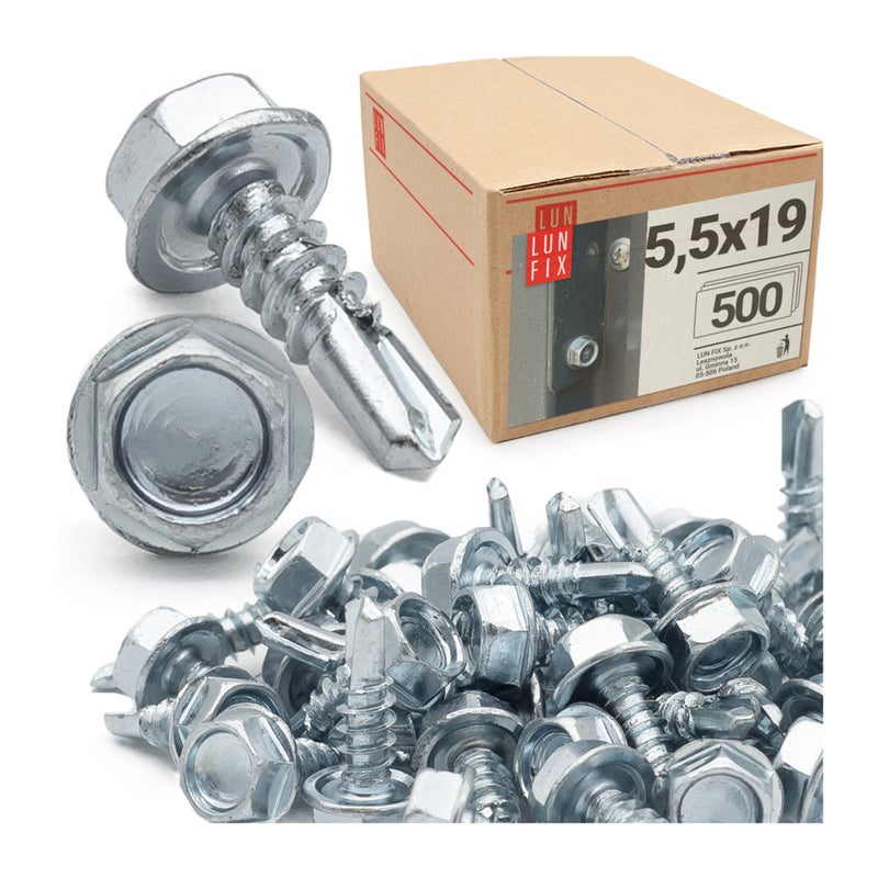 Wkręty do metalu samowiercące z łbem na klucz 5,5x19mm 500szt.