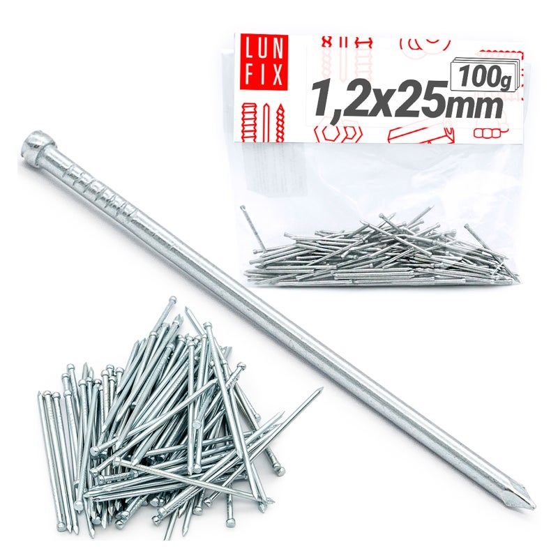 Gwoździe stolarskie 1,2x25 mm srebrne 0,1kg