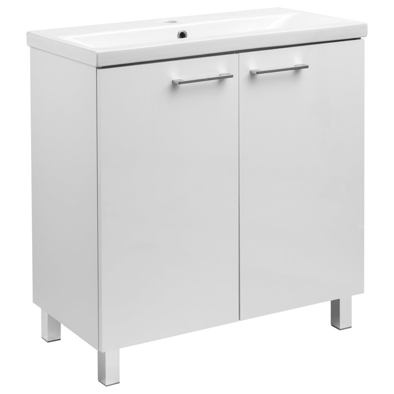Szafka łazienkowa z umywalką stojąca pod umywalkę biała połysk 80 cm