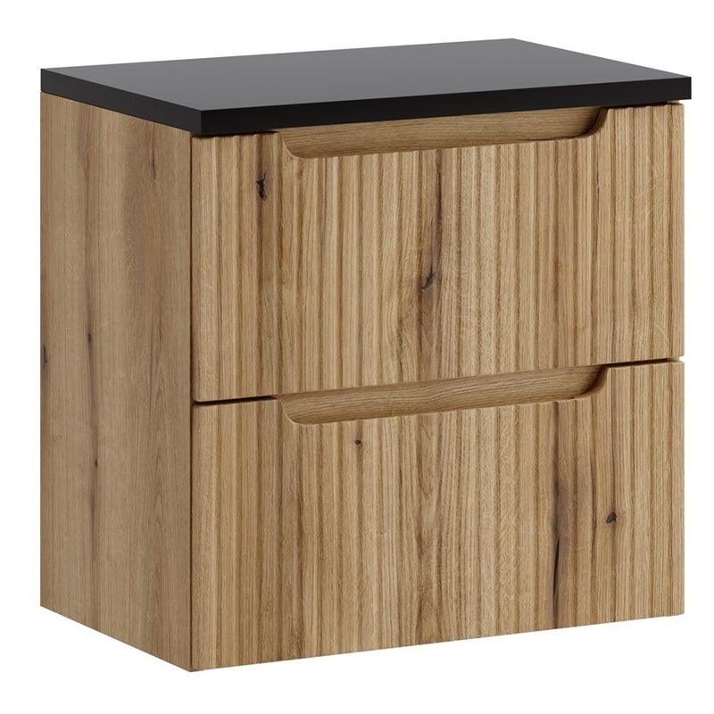 Szafka łazienkowa Nova 60 cm dąb coast evoke z czarnym blatem