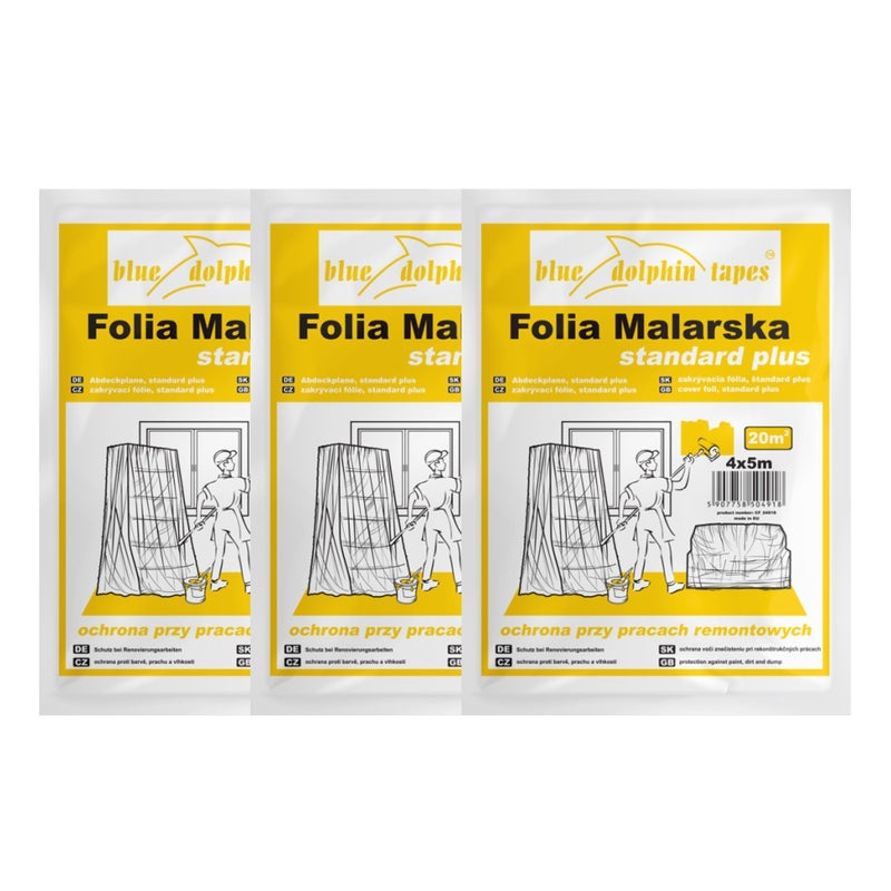 Blue Dolphin 3-pak Folia malarska, , Standard plus 4m x 5m