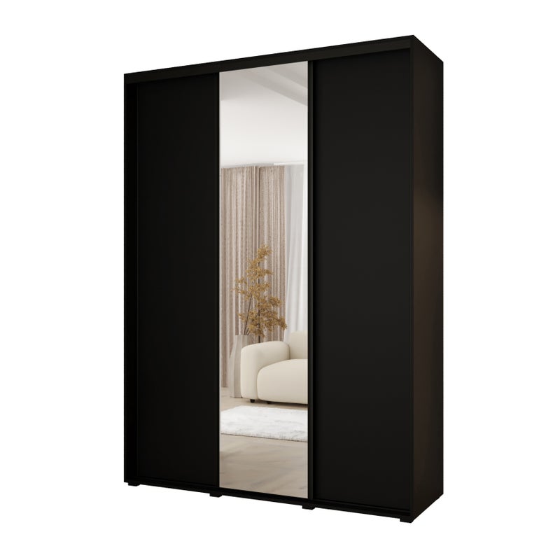 Minio go for it, Szafa z drzwiami przesuwnymi Vado, 180 x 60 cm, czarny/czarny/czarny
