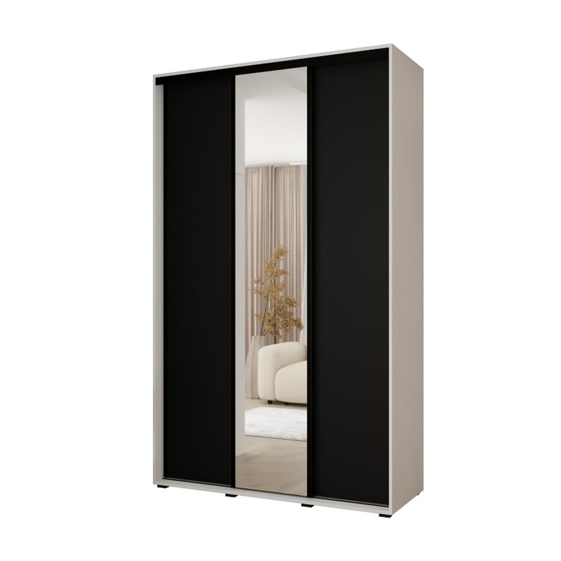 Minio go for it, Szafa z drzwiami przesuwnymi Vado, 150 x 60 cm, biały/czarny/czarny