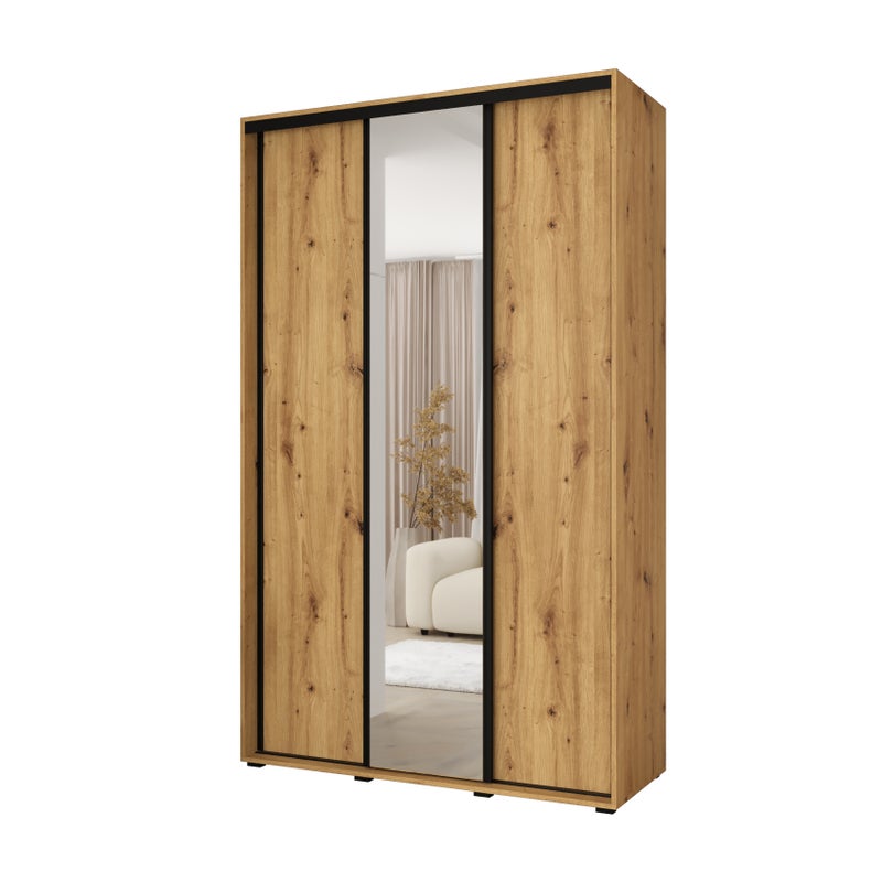 Minio go for it, Szafa z drzwiami przesuwnymi Vado, 150 x 60 cm, dąb artisan/dąb artisan/czarny