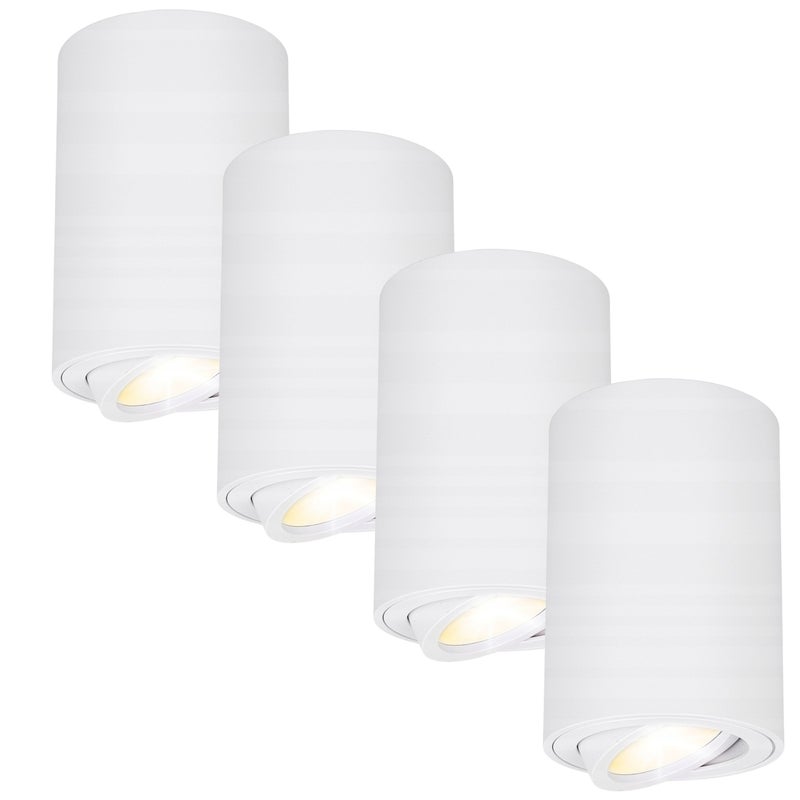 Oprawa natynkowa LED 4x GU10 okrągła biała RUCHOMA tuba lampa sufitowa reflektor ścienny halogen ZESTAW 4 SZTUK LEDHOFF
