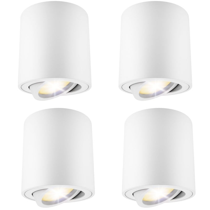 Oprawa natynkowa LED 4x GU10 okrągła biała RUCHOMA mała tuba lampa sufitowa reflektor ścienny halogen ZESTAW LEDHOFF