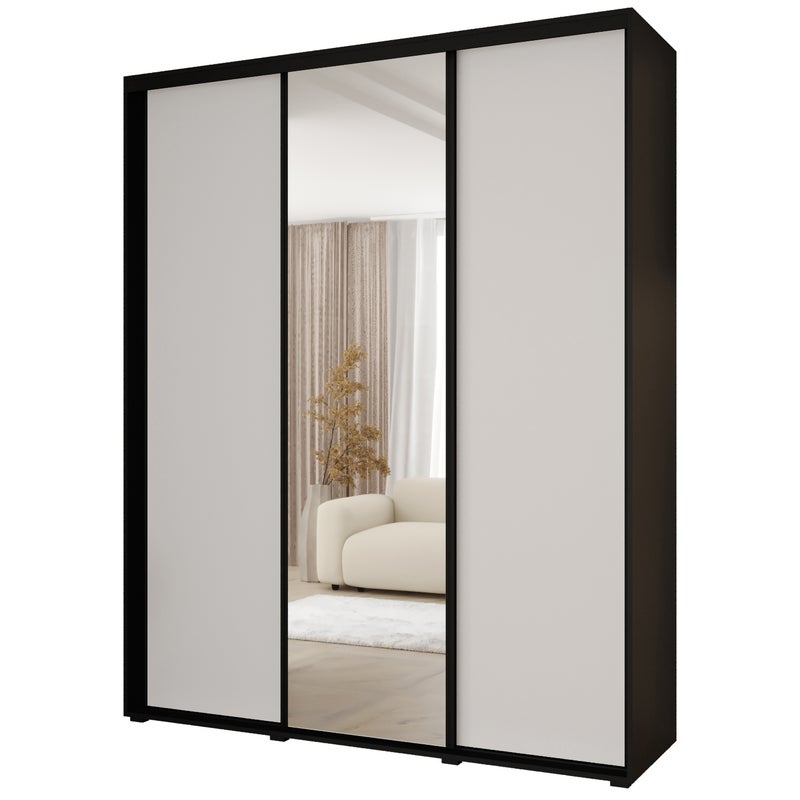 Minio go for it, Szafa z drzwiami przesuwnymi Vado, 200 x 45 cm, czarny/biały/czarny