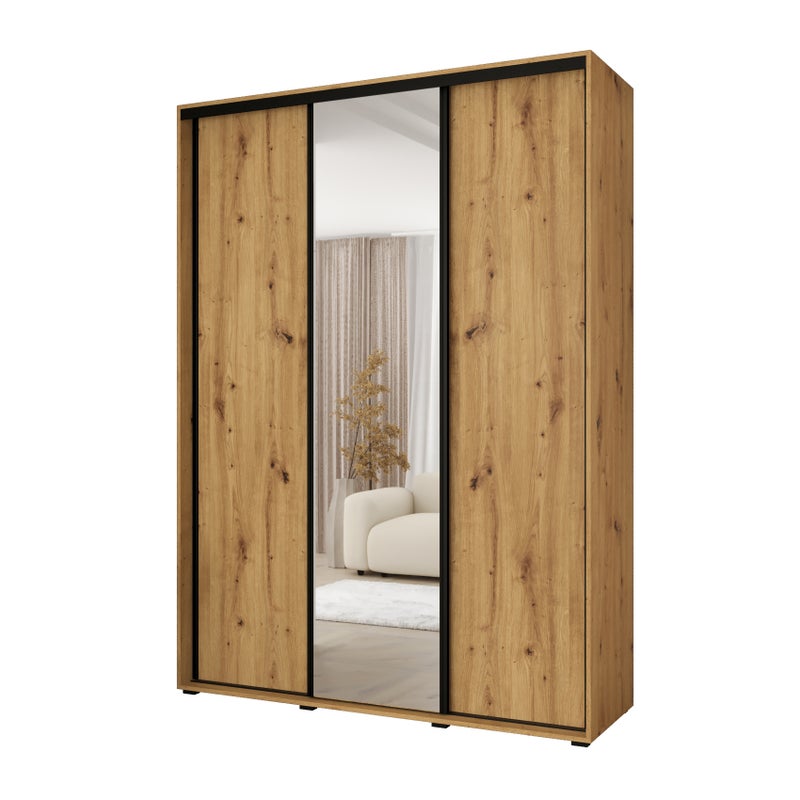 Minio go for it, Szafa z drzwiami przesuwnymi Vado, 180 x 45 cm, dąb artisan/dąb artisan/czarny