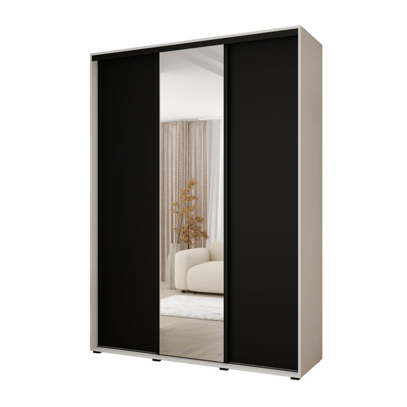 Minio go for it, Szafa z drzwiami przesuwnymi Vado, 170 x 45 cm, biały/czarny/czarny