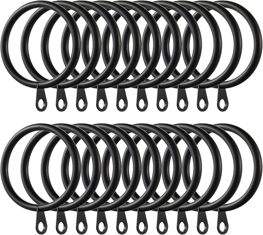 (Czarne) 60 sztuk kółek do zasłon, kółek do zawieszania zasłon i karniszy, średnica wewnętrzna 37 mm