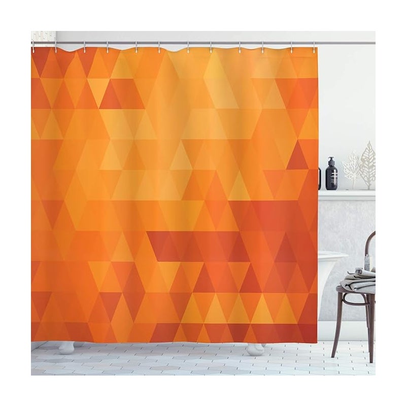 Pomarańczowa zasłona prysznicowa, kształty i wzory, zestaw dekoracji łazienkowych z tkaniny, 180 cm x 200 cm, spalonej pomarańczy