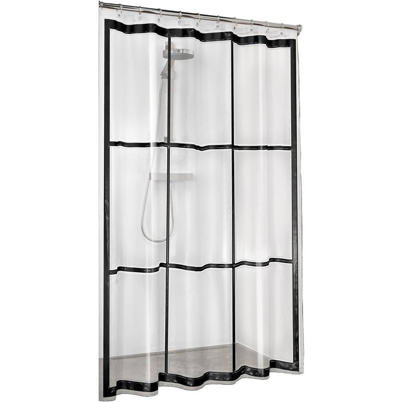 Zasłona prysznicowa PEVA, transparentna, czarna, 180 x 200 cm