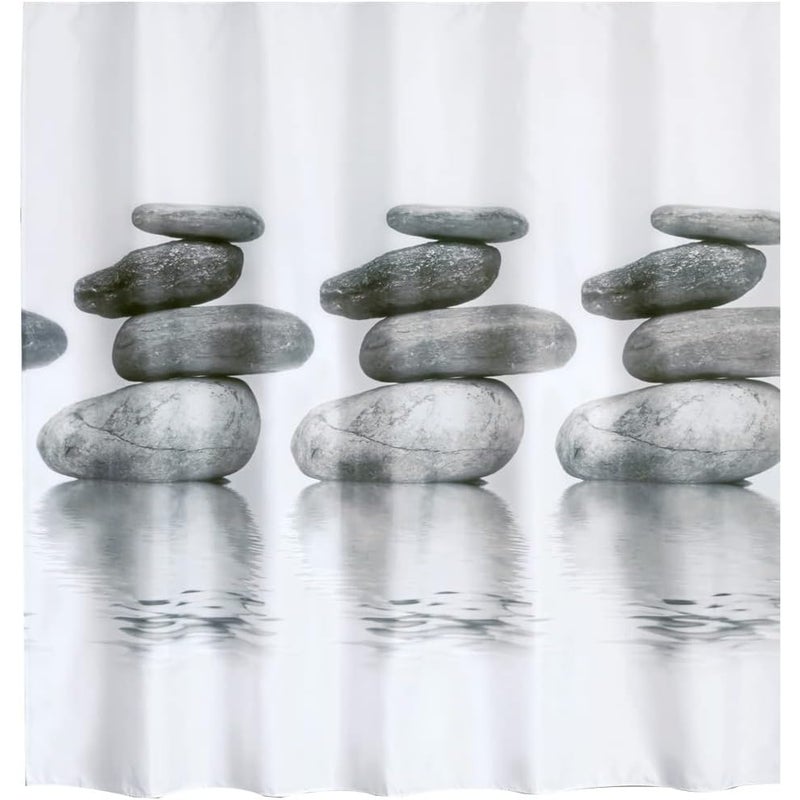 Zasłona prysznicowa z wzorem szarego kamienia, wodoodporna i odporna na pleśń, z haczykami do zawieszania, 180 x 200 cm