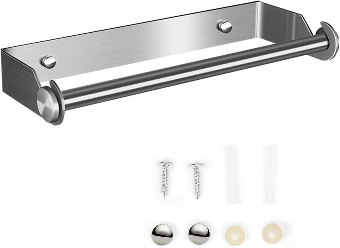 Dozownik ręczników papierowych, ścienny uchwyt na ręczniki papierowe, dozownik ręczników papierowych i folii aluminiowej (srebrny)