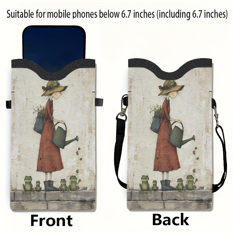 TEMU 1 szt. Damska Torebka Crossbody w Stylu Vintage z Nadrukiem Żaby i Zawieszką Regulowaną ze Złotymi Elementami, Wytrzymała Syntetyczna Torebka do