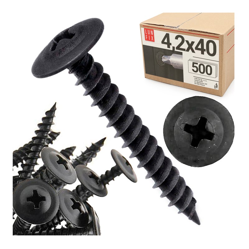 Wkręty do metalu z łbem podkładkowym fosfatowane 4,2x40mm 500szt.
