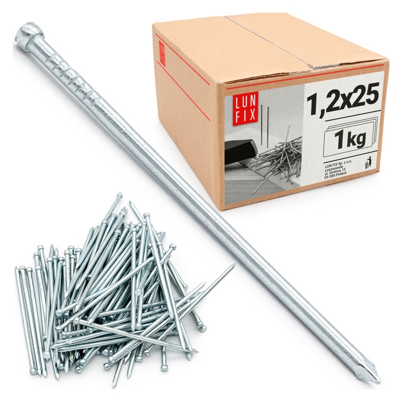 Gwoździe stolarskie 1,2x25 mm srebrne 1kg